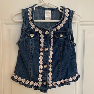 🌲 Jean vest Pink and white Daisy Denim